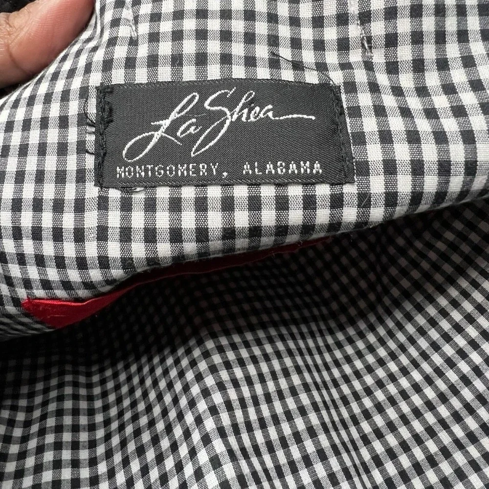 La Shea Georgia Bulldogs UGA Red Bow Gingham Lined Tote Bag Handbag NCAA